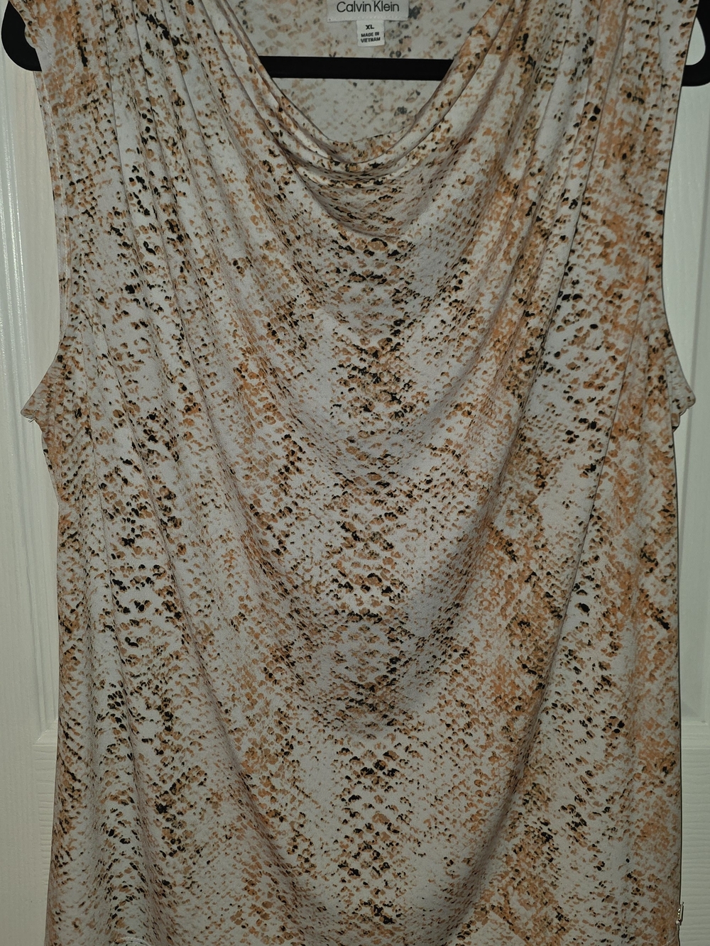 Calvin Klein Beige Snake-Print Cowl Neck Camisole